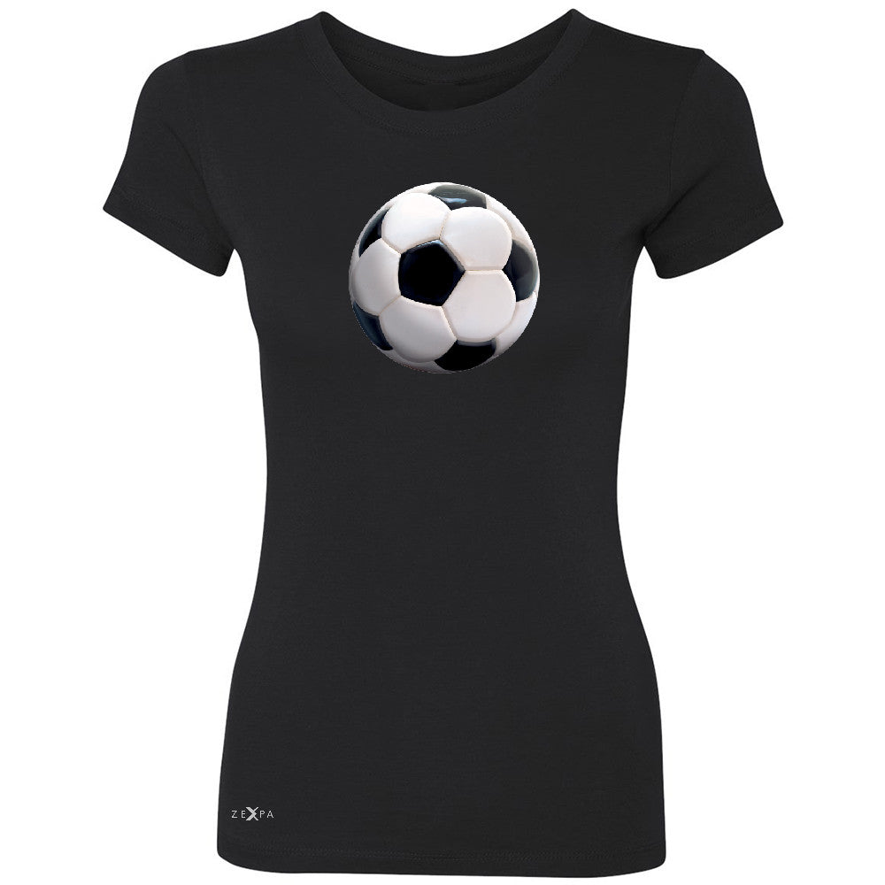 Real 3D Soccer Ball Women's T-shirt Soccer Cool Embossed Tee - Zexpa Apparel - 1