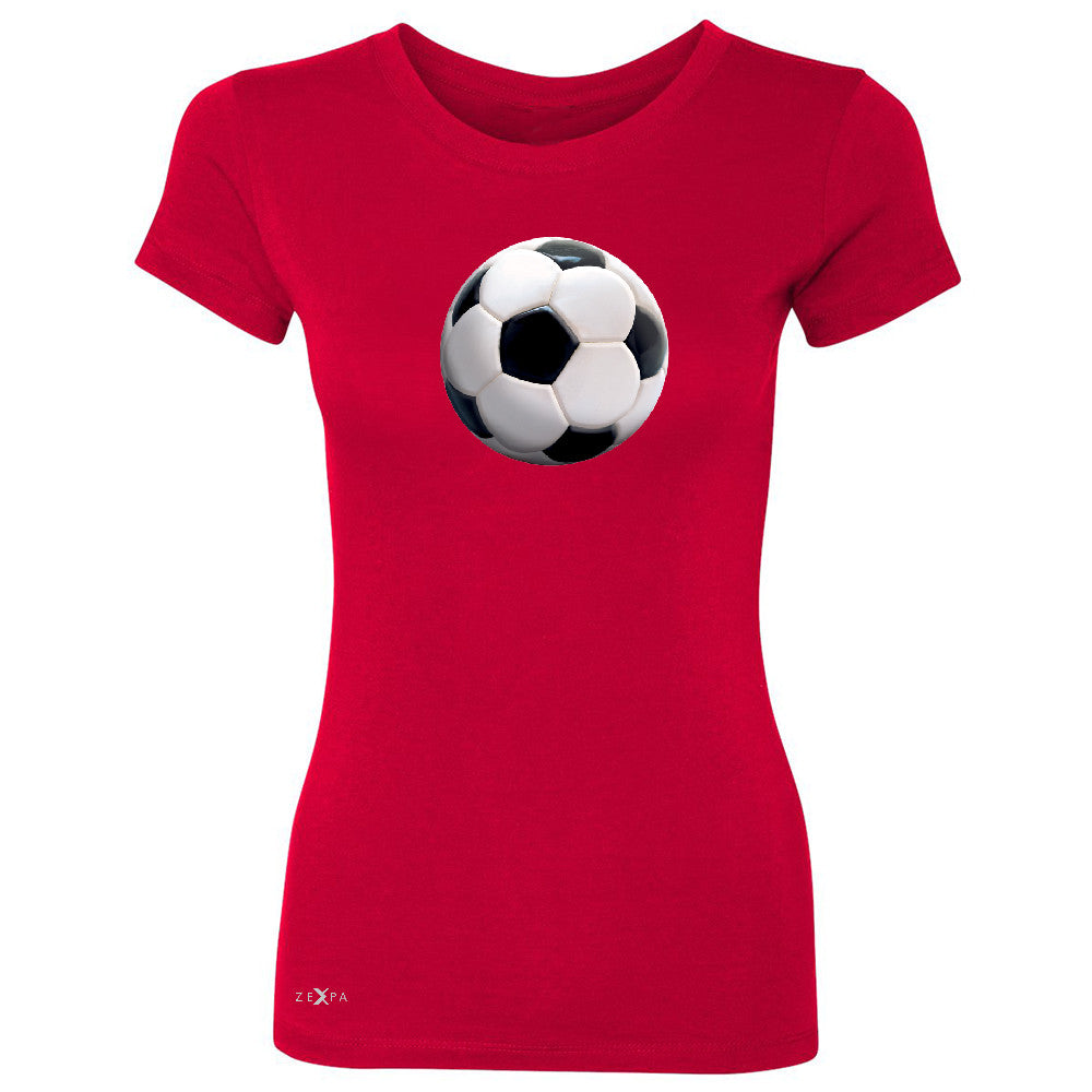 Real 3D Soccer Ball Women's T-shirt Soccer Cool Embossed Tee - Zexpa Apparel - 4