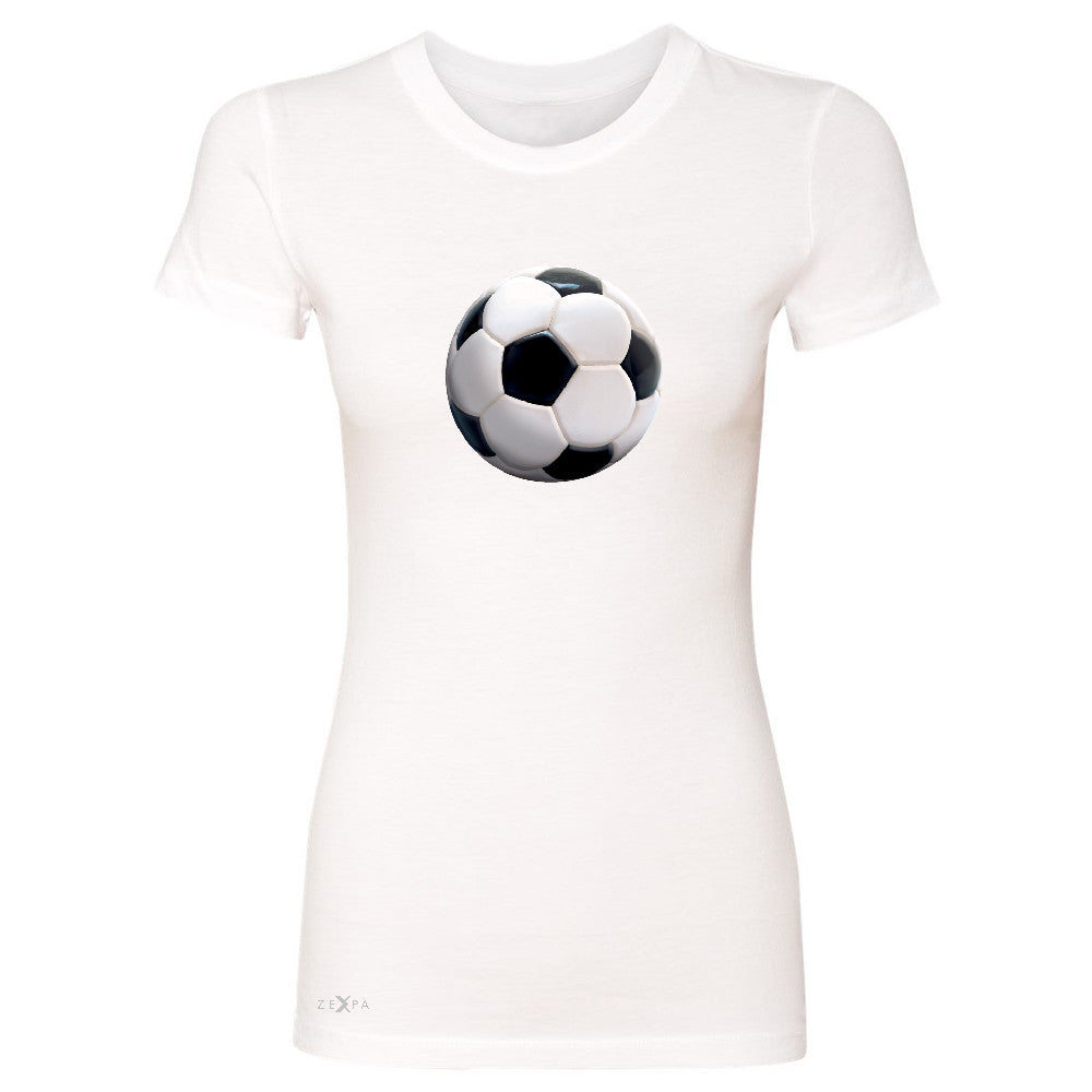 Real 3D Soccer Ball Women's T-shirt Soccer Cool Embossed Tee - Zexpa Apparel - 5