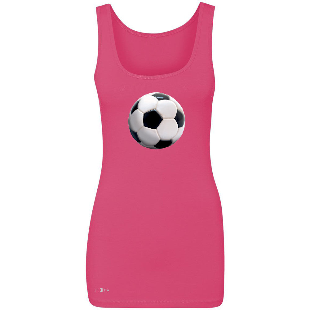 Real 3D Soccer Ball Women's Tank Top Soccer Cool Embossed Sleeveless - Zexpa Apparel - 2
