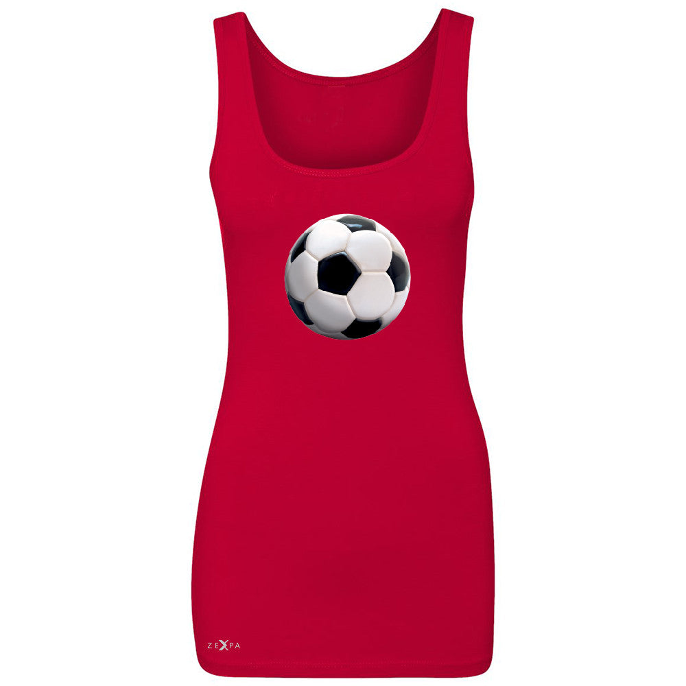 Real 3D Soccer Ball Women's Tank Top Soccer Cool Embossed Sleeveless - Zexpa Apparel - 3