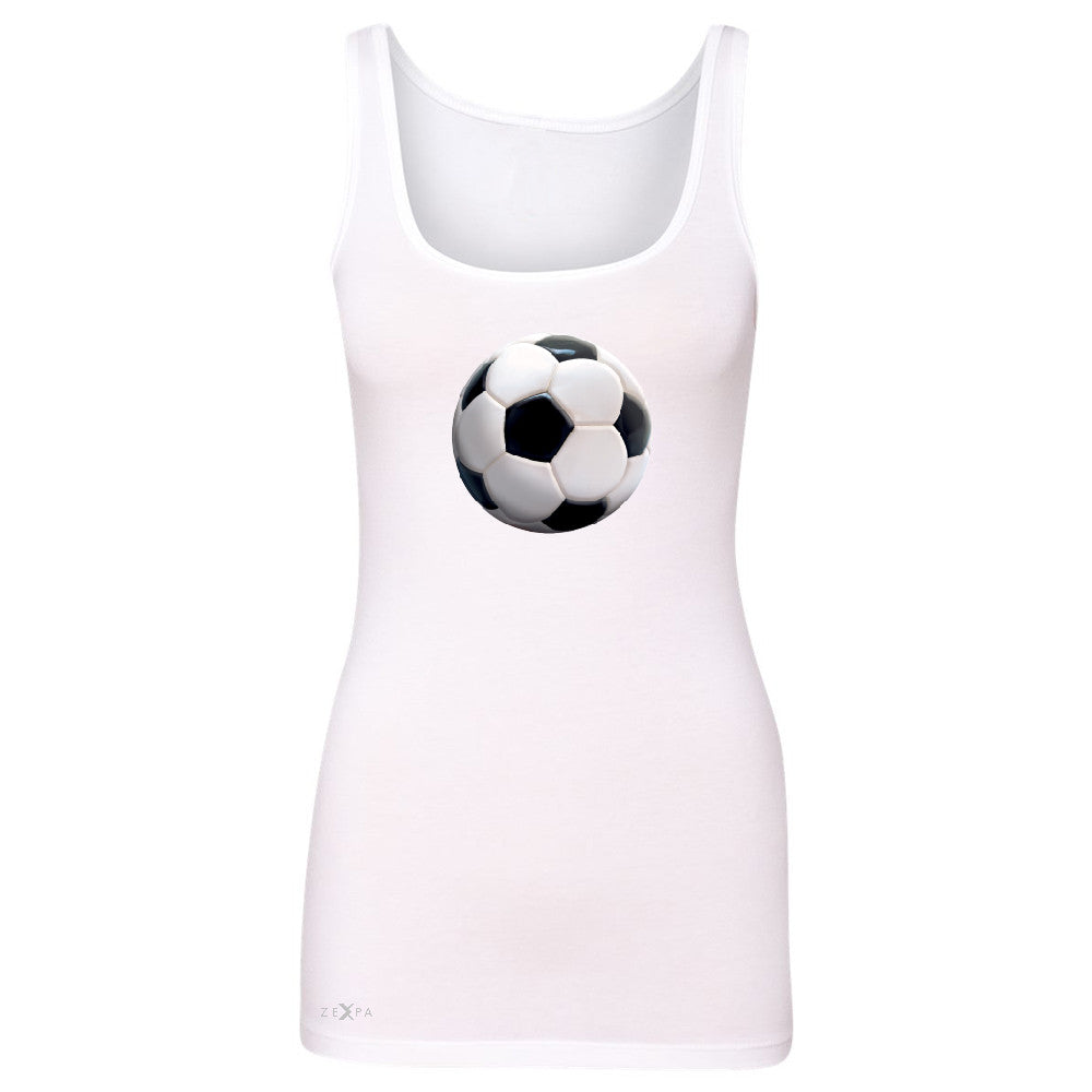 Real 3D Soccer Ball Women's Tank Top Soccer Cool Embossed Sleeveless - Zexpa Apparel - 4