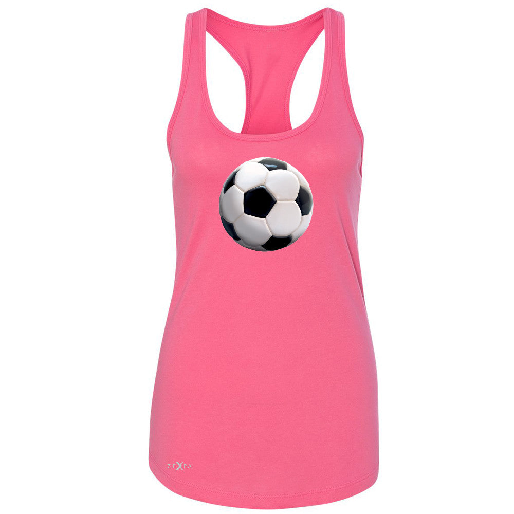 Real 3D Soccer Ball Women's Racerback Soccer Cool Embossed Sleeveless - Zexpa Apparel - 2