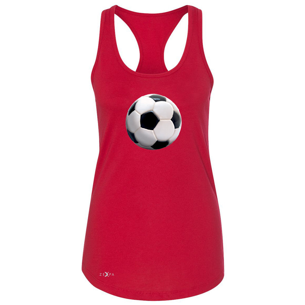 Real 3D Soccer Ball Women's Racerback Soccer Cool Embossed Sleeveless - Zexpa Apparel - 3
