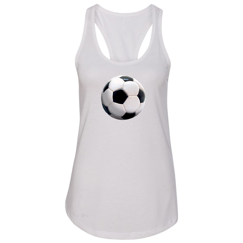 Real 3D Soccer Ball Women's Racerback Soccer Cool Embossed Sleeveless - Zexpa Apparel - 4