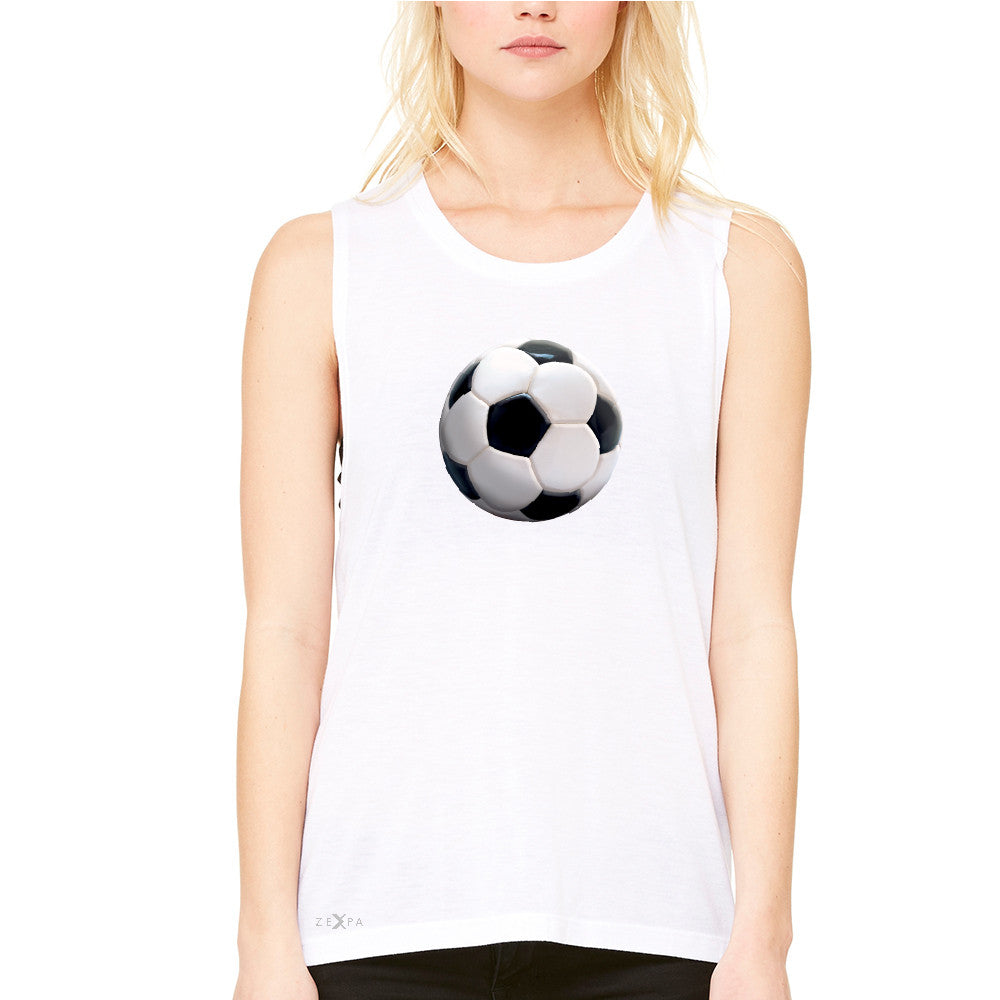 Real 3D Soccer Ball Women's Muscle Tee Soccer Cool Embossed Tanks - Zexpa Apparel - 6