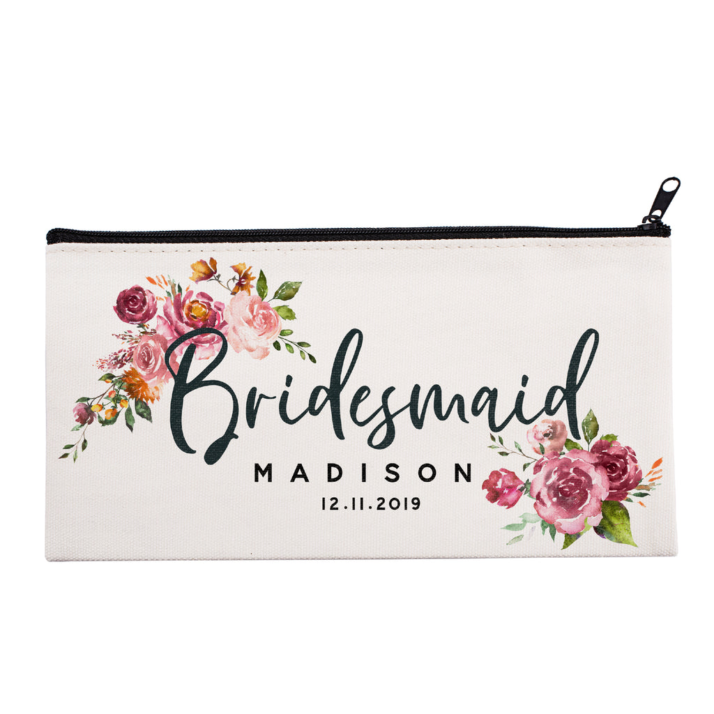 Personalized Makeup Bag Bridesmaid | Wedding Customized Pouch | Bachelorette Party Cosmetic Case |Toiletries Hndy Organizer with Zipper|Events Parties Baby Shower Anniversary Christmas Gift|Desging #8