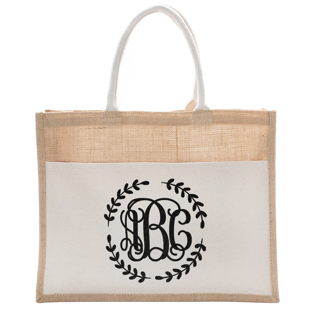 Personalized Monogram Tote Bag | Initial Luxury Totes for Beach, Yoga, Gym, Workout, Pilates with Pocket |Customized Baby Shower, Christmas, Bridal Gift Bags | Bachelorette Party and Events Gifts Bag