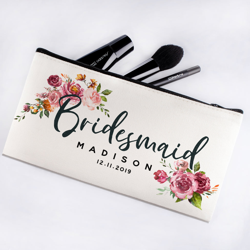 Personalized Makeup Bag Bridesmaid | Wedding Customized Pouch | Bachelorette Party Cosmetic Case |Toiletries Hndy Organizer with Zipper|Events Parties Baby Shower Anniversary Christmas Gift|Desging #8