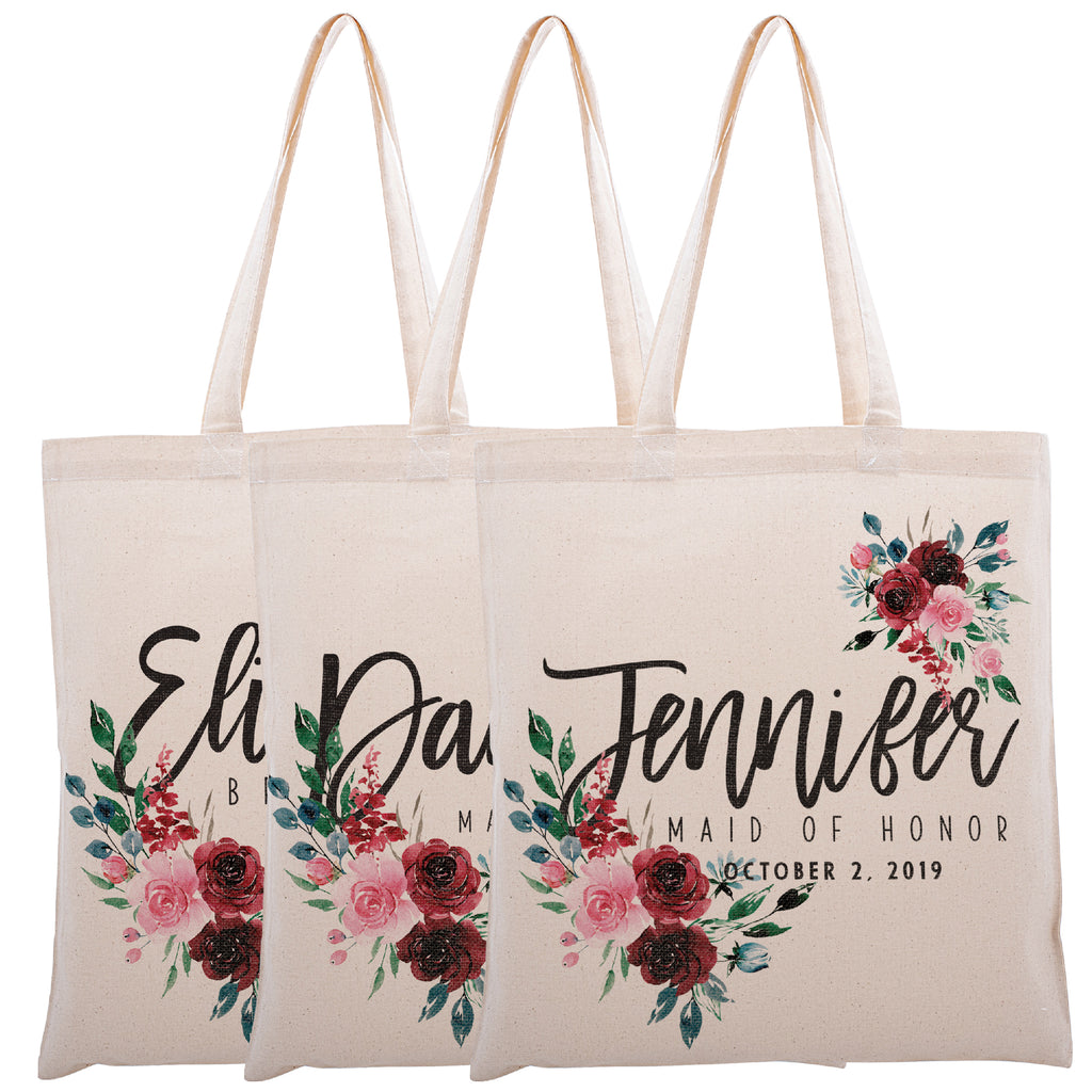 Personalized Tote Bag For Bridesmaids Wedding | Customized Bachelorette Party Bag | Baby Shower and Events Totes |Design #11