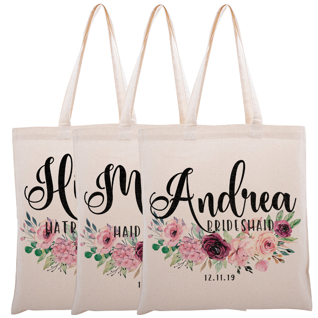 Personalized Tote Bag For Bridesmaids Wedding | Customized Bachelorette Party Bag | Baby Shower and Events Totes |Design #10