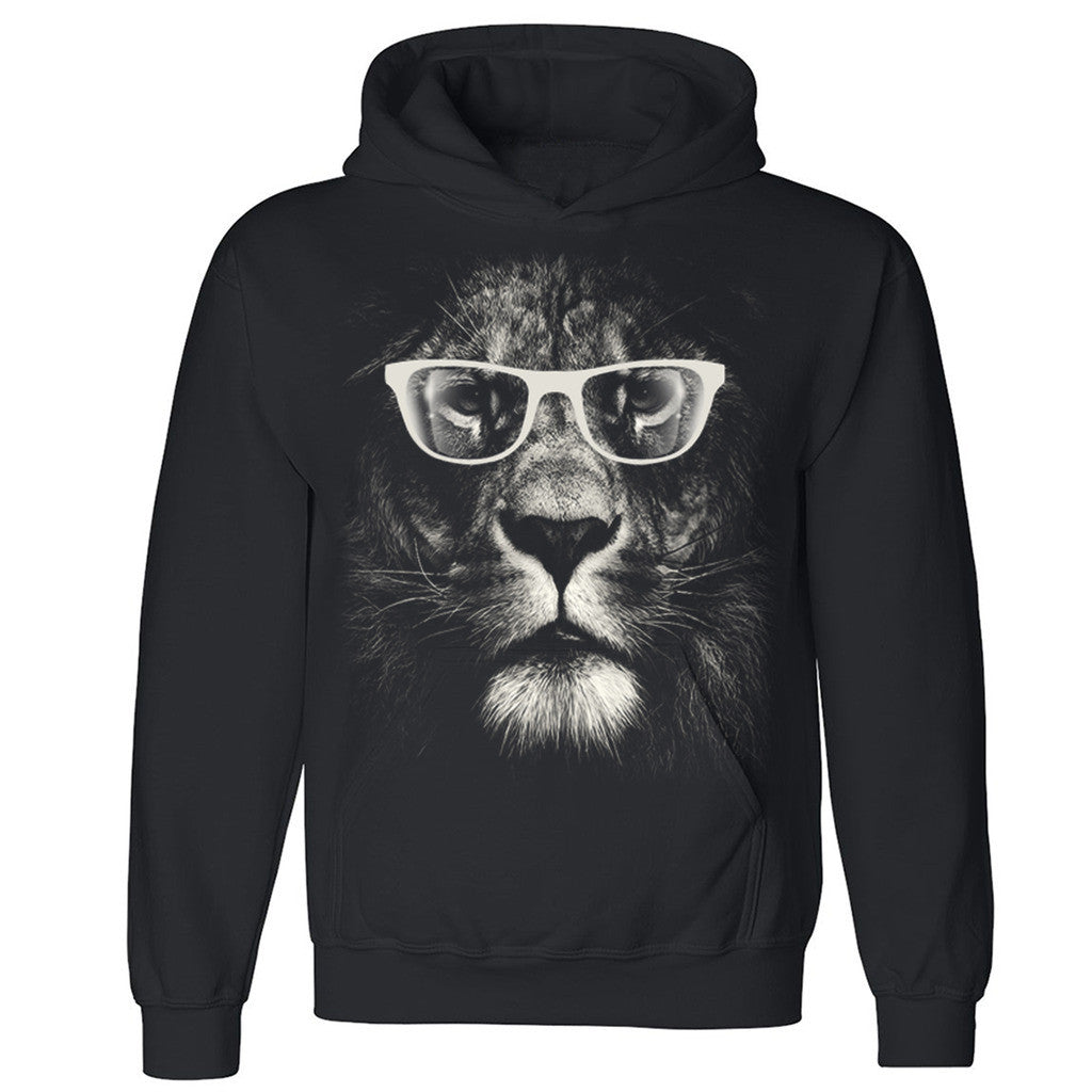 Zexpa Apparelâ„¢ Old Lion With Glasses Unisex Hoodie Whole Garment Print Hooded Sweatshirt