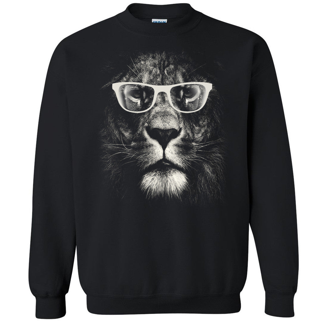 Old Lion With Glasses Unisex Crewneck Whole Garment Print Sweatshirt - Zexpa Apparel