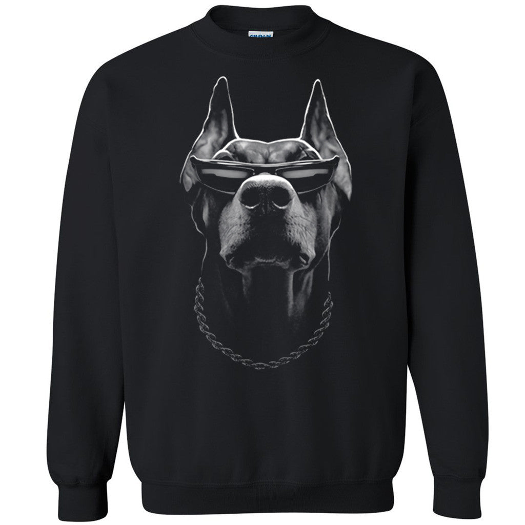 Doberman Boss Unisex Crewneck Whole Garment Print Dog Face Sweatshirt - Zexpa Apparel