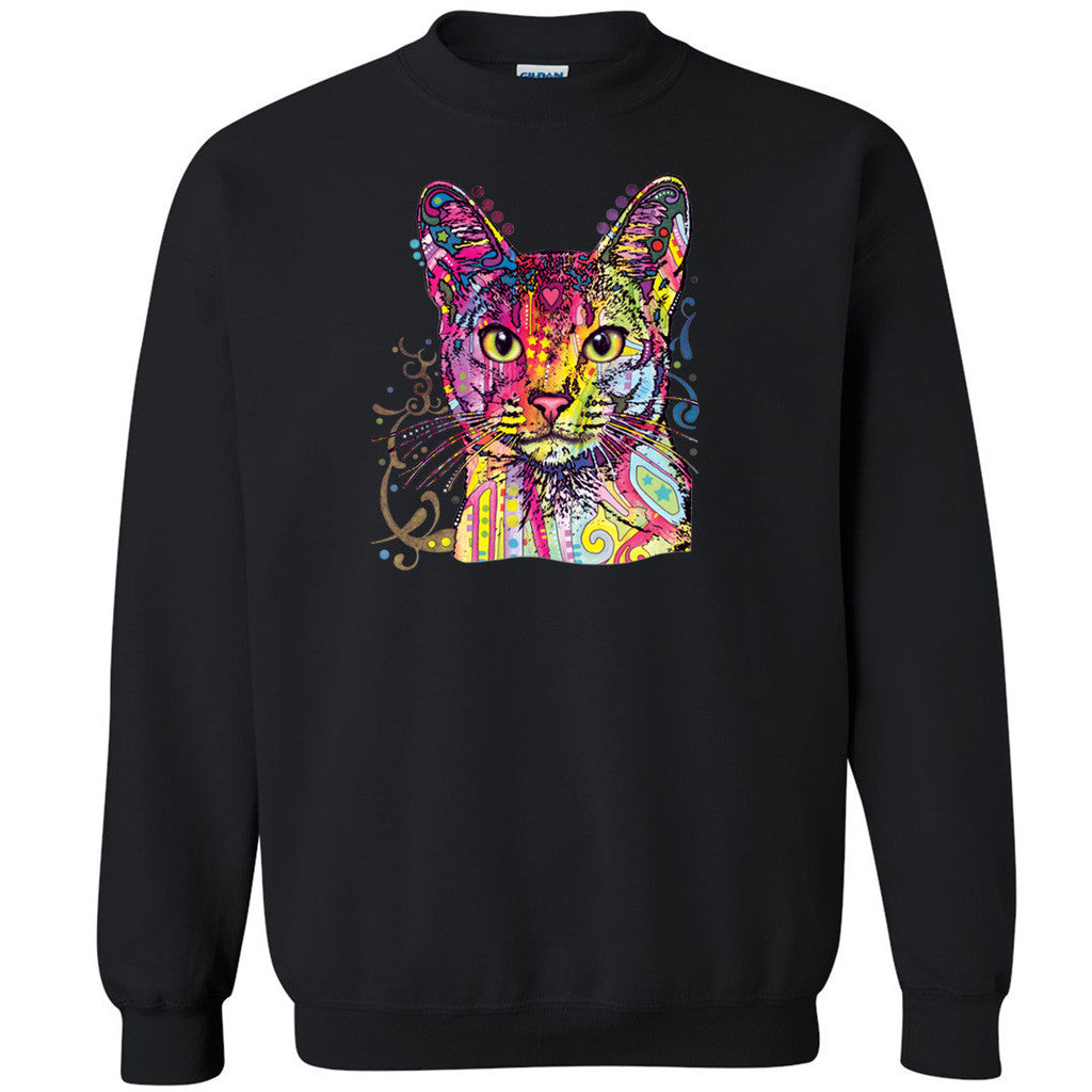 Retro Cat Colored Unisex Crewneck Cool Cat Face Print  Sweatshirt - Zexpa Apparel