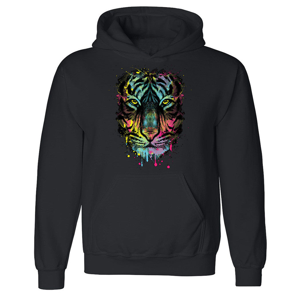 Zexpa Apparelâ„¢ Colored Tiger Dripping Bleeding Unisex Hoodie Cool Party Lion Hooded Sweatshirt