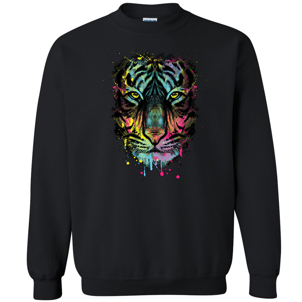 Colored Tiger Dripping Bleeding Unisex Crewneck Cool Party Lion Sweatshirt - Zexpa Apparel