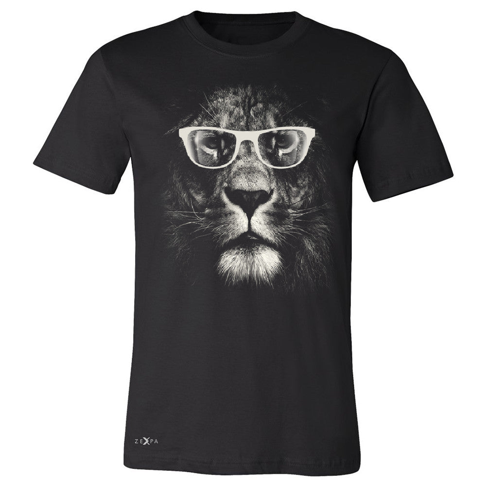Lion With Glasses Men's T-shirt Graphic Cool Wild Animal Tee - Zexpa Apparel - 1