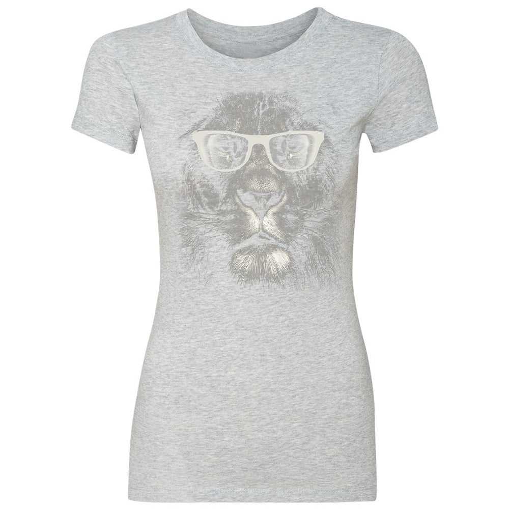 Lion With Glasses Women's T-shirt Graphic Cool Wild Animal Tee - Zexpa Apparel - 2