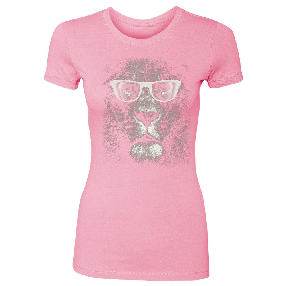 Lion With Glasses Women's T-shirt Graphic Cool Wild Animal Tee - Zexpa Apparel - 3
