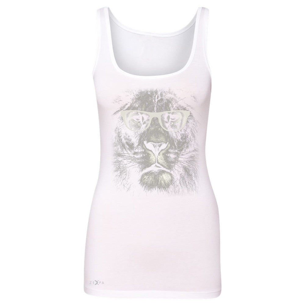 Lion With Glasses Women's Tank Top Graphic Cool Wild Animal Sleeveless - Zexpa Apparel - 4