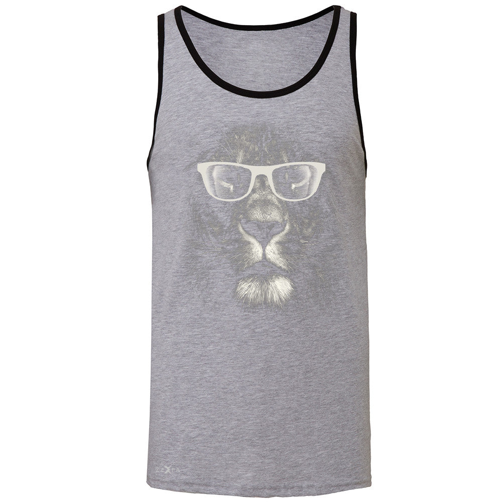 Lion With Glasses Men's Jersey Tank Graphic Cool Wild Animal Sleeveless - Zexpa Apparel - 2