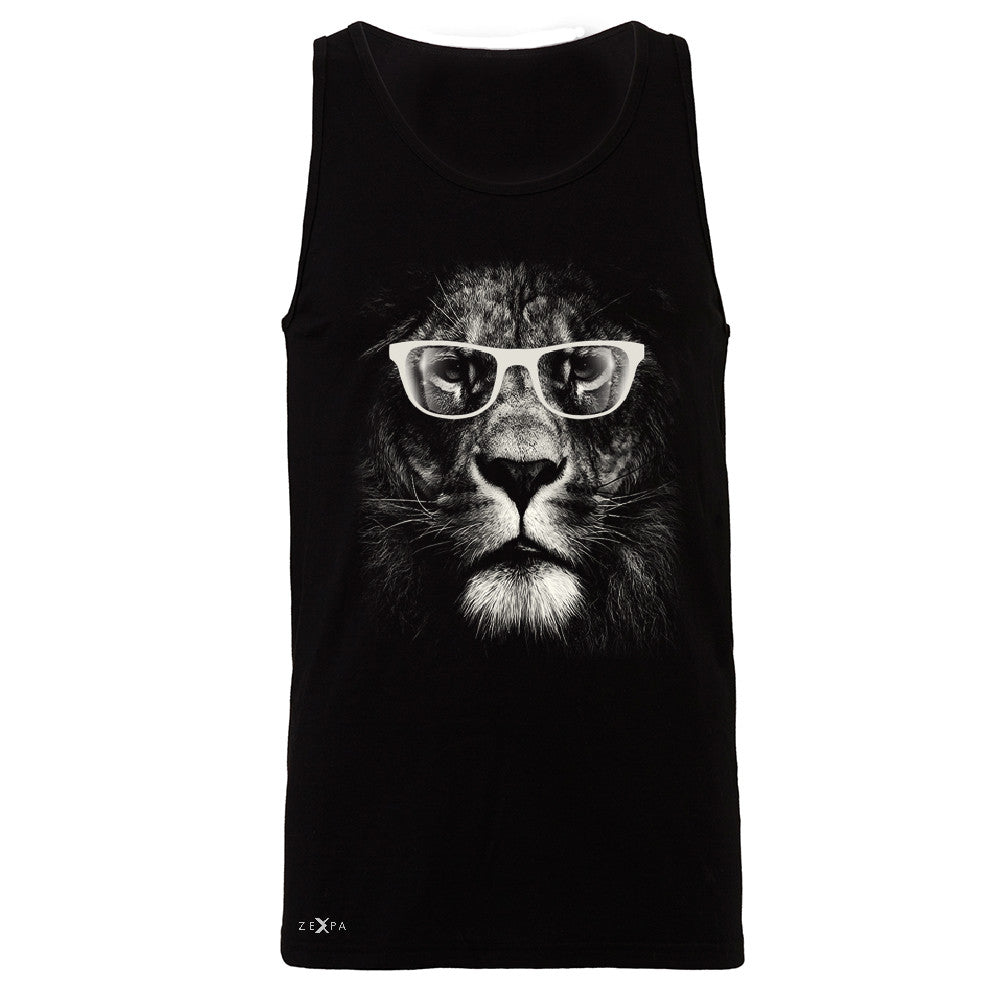 Lion With Glasses Men's Jersey Tank Graphic Cool Wild Animal Sleeveless - Zexpa Apparel - 1