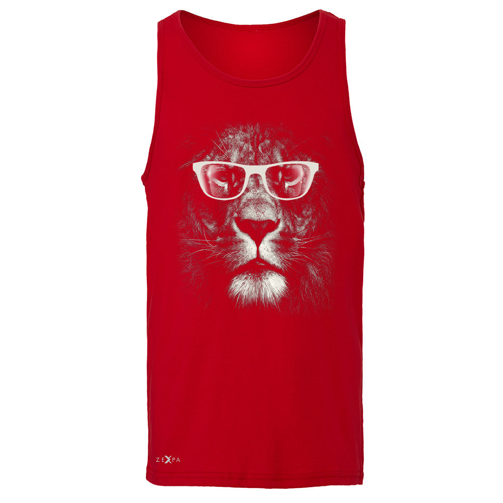 Lion With Glasses Men's Jersey Tank Graphic Cool Wild Animal Sleeveless - Zexpa Apparel - 4