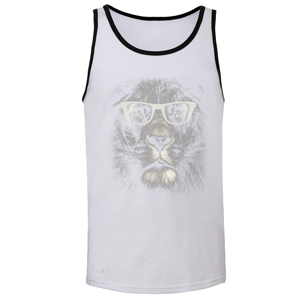 Lion With Glasses Men's Jersey Tank Graphic Cool Wild Animal Sleeveless - Zexpa Apparel - 5