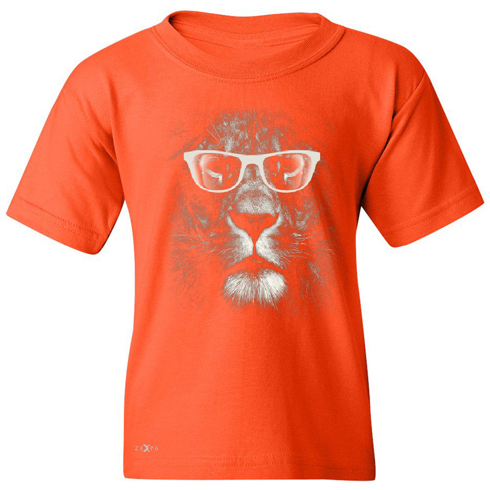 Lion With Glasses Youth T-shirt Graphic Cool Wild Animal Tee - Zexpa Apparel - 2