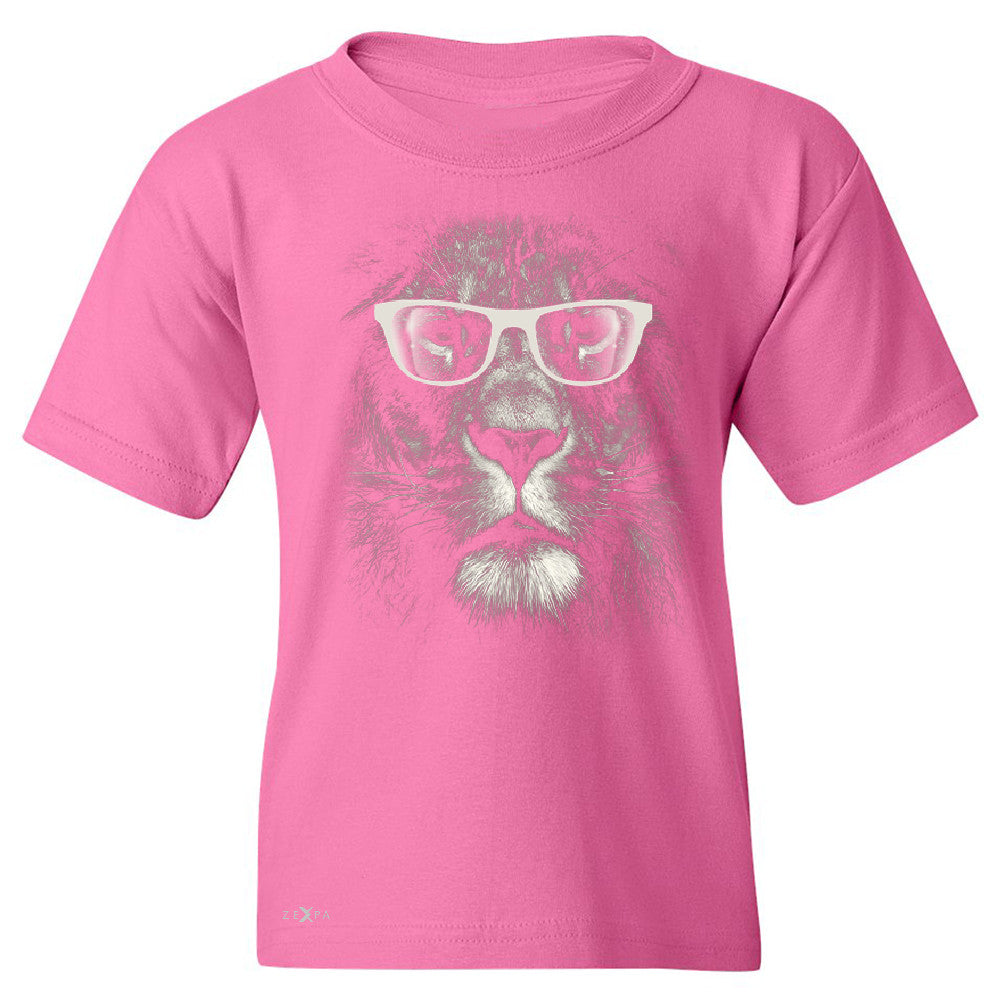 Lion With Glasses Youth T-shirt Graphic Cool Wild Animal Tee - Zexpa Apparel - 3
