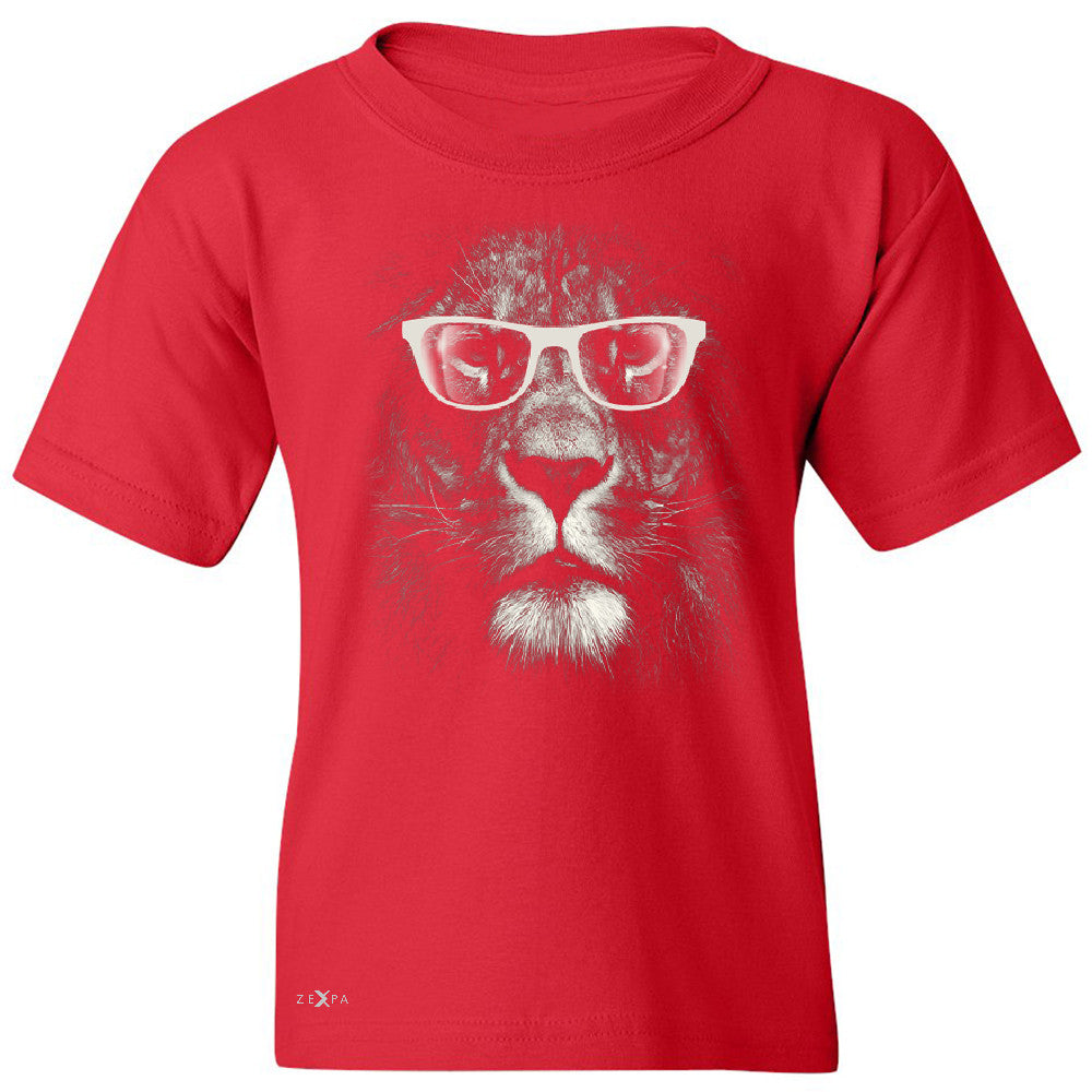 Lion With Glasses Youth T-shirt Graphic Cool Wild Animal Tee - Zexpa Apparel - 4