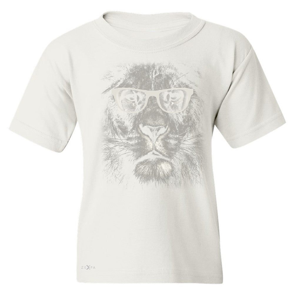 Lion With Glasses Youth T-shirt Graphic Cool Wild Animal Tee - Zexpa Apparel - 5