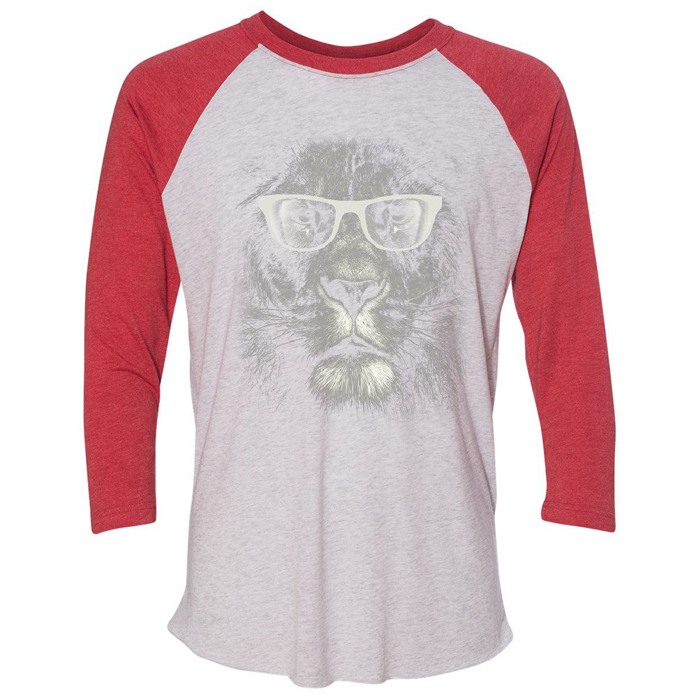 Lion With Glasses 3/4 Sleevee Raglan Tee Graphic Cool Wild Animal Tee - Zexpa Apparel - 2