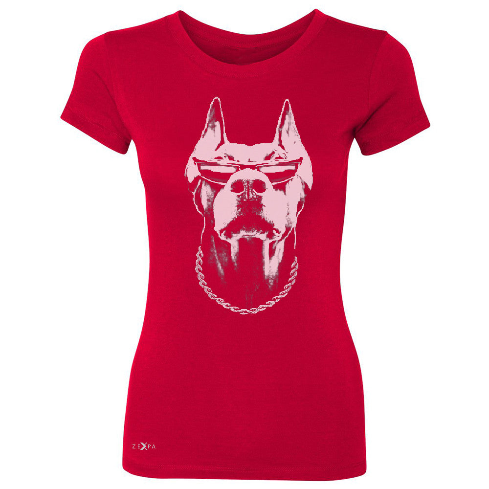 Cool Doberman with Sunglasses Women's T-shirt Graphic Cool Dog Tee - Zexpa Apparel Halloween Christmas Shirts