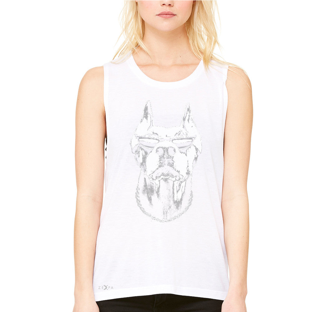 Cool Doberman with Sunglasses Women's Muscle Tee Graphic Cool Dog Tanks - Zexpa Apparel Halloween Christmas Shirts