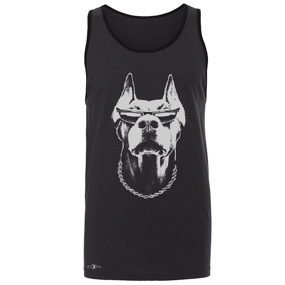Cool Doberman with Sunglasses Men's Jersey Tank Graphic Cool Dog Sleeveless - Zexpa Apparel Halloween Christmas Shirts
