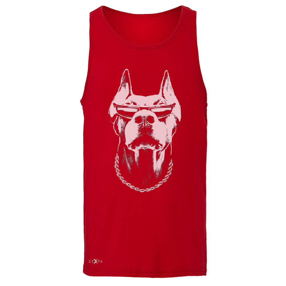 Cool Doberman with Sunglasses Men's Jersey Tank Graphic Cool Dog Sleeveless - Zexpa Apparel Halloween Christmas Shirts