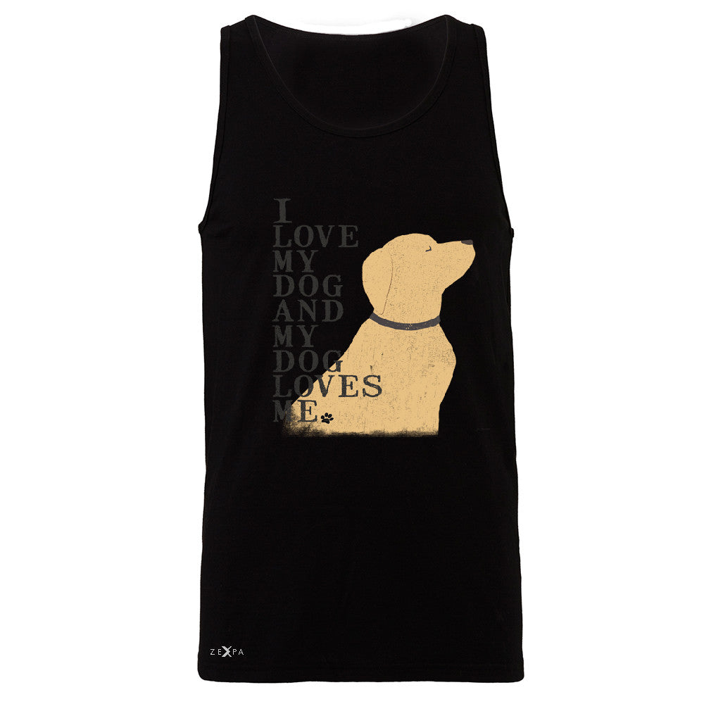 I Love My Dog And Dog Loves Me Men's Jersey Tank Graphic Cute Dog Sleeveless - Zexpa Apparel - 1