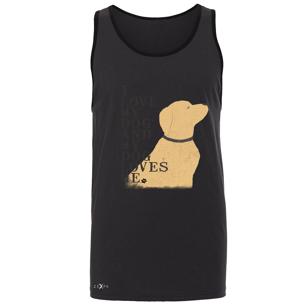 I Love My Dog And Dog Loves Me Men's Jersey Tank Graphic Cute Dog Sleeveless - Zexpa Apparel - 3