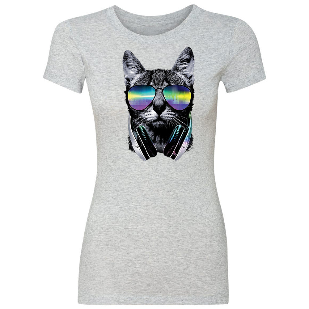 DJ Cat With Sun Glasses and Headphones Women's T-shirt Graphic Tee - Zexpa Apparel - 2