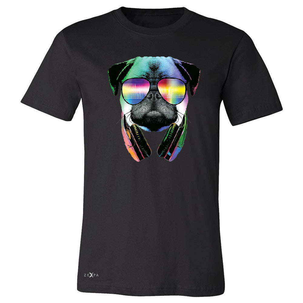 DJ Dog Pug Sun Glasses and Headphones Men's T-shirt Graphic Tee - Zexpa Apparel - 1