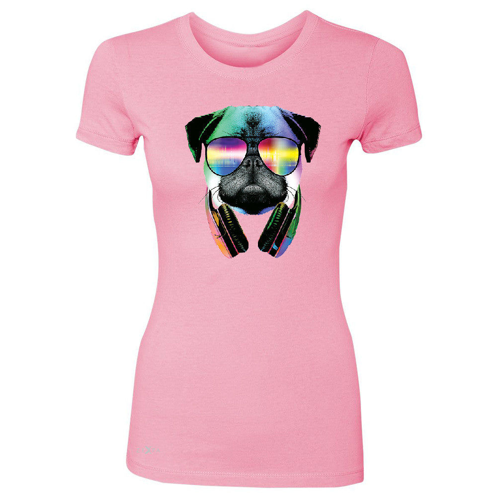 DJ Dog Pug Sun Glasses and Headphones Women's T-shirt Graphic Tee - Zexpa Apparel - 3