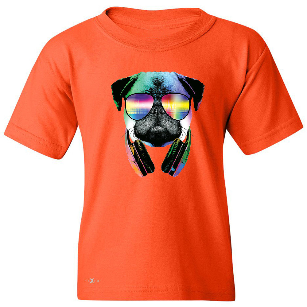 DJ Dog Pug Sun Glasses and Headphones Youth T-shirt Graphic Tee - Zexpa Apparel - 2