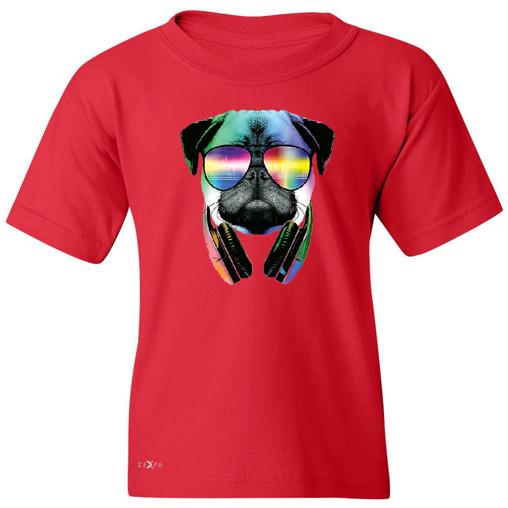 DJ Dog Pug Sun Glasses and Headphones Youth T-shirt Graphic Tee - Zexpa Apparel - 4