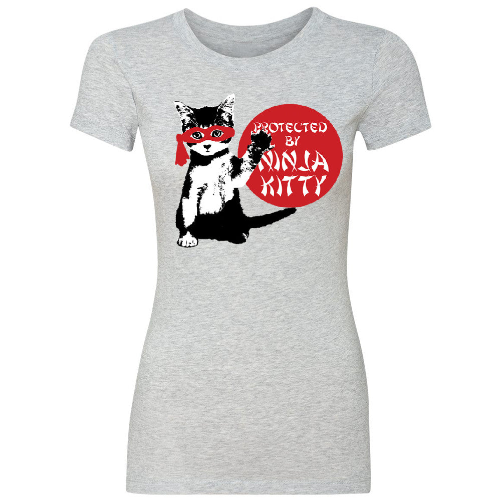 Protected By Ninja Kitty Graphic Women's T-shirt Animal Love Tee - Zexpa Apparel - 2