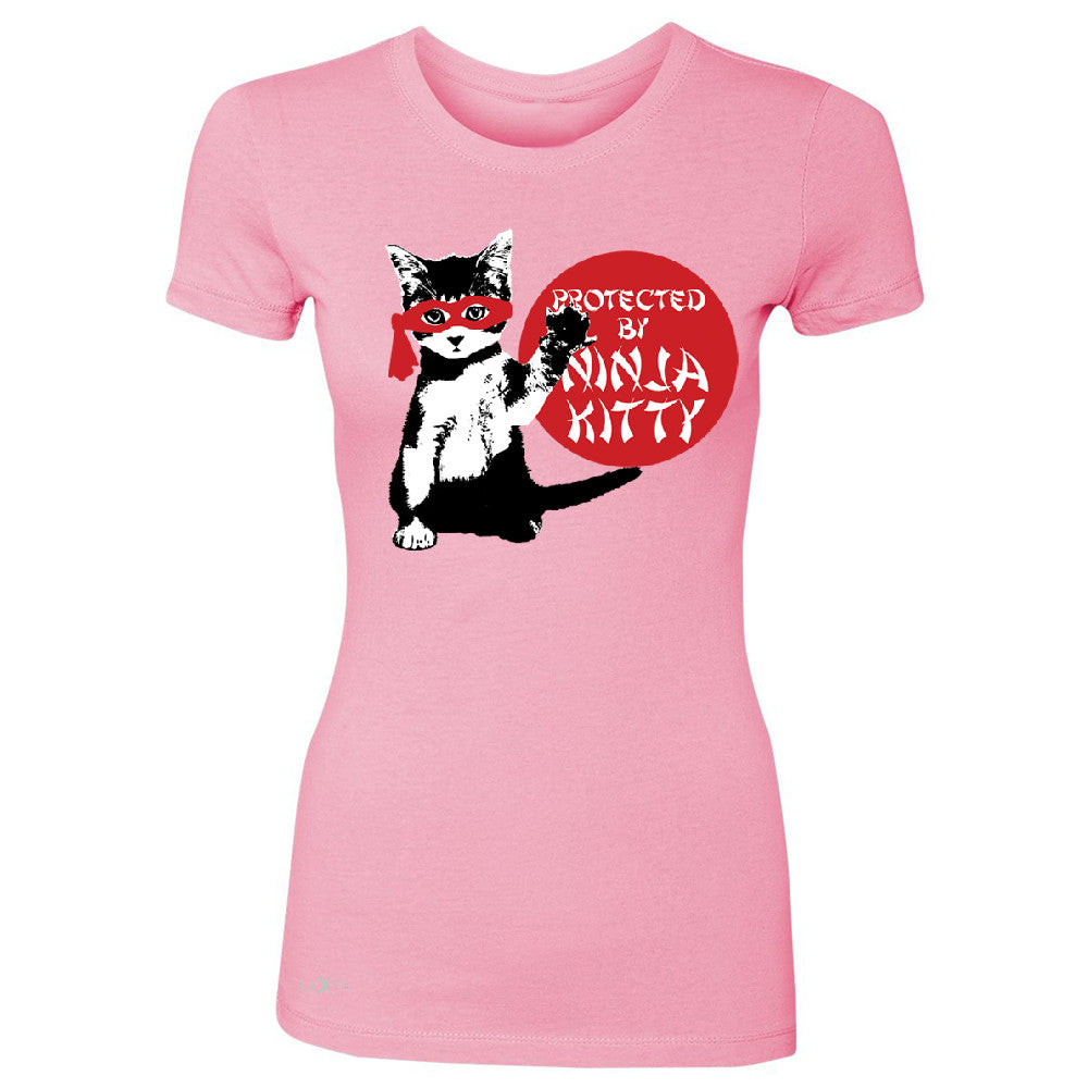 Protected By Ninja Kitty Graphic Women's T-shirt Animal Love Tee - Zexpa Apparel - 3