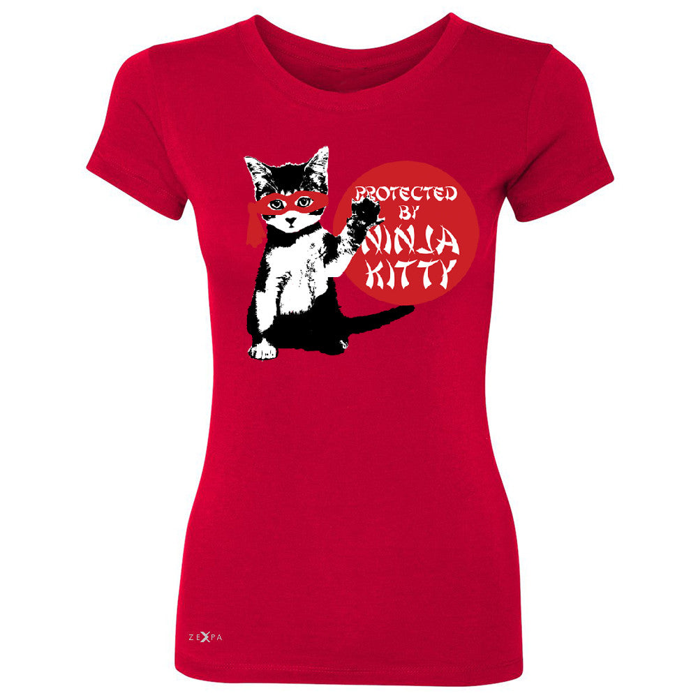 Protected By Ninja Kitty Graphic Women's T-shirt Animal Love Tee - Zexpa Apparel - 4