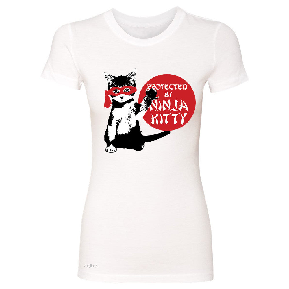 Protected By Ninja Kitty Graphic Women's T-shirt Animal Love Tee - Zexpa Apparel - 5