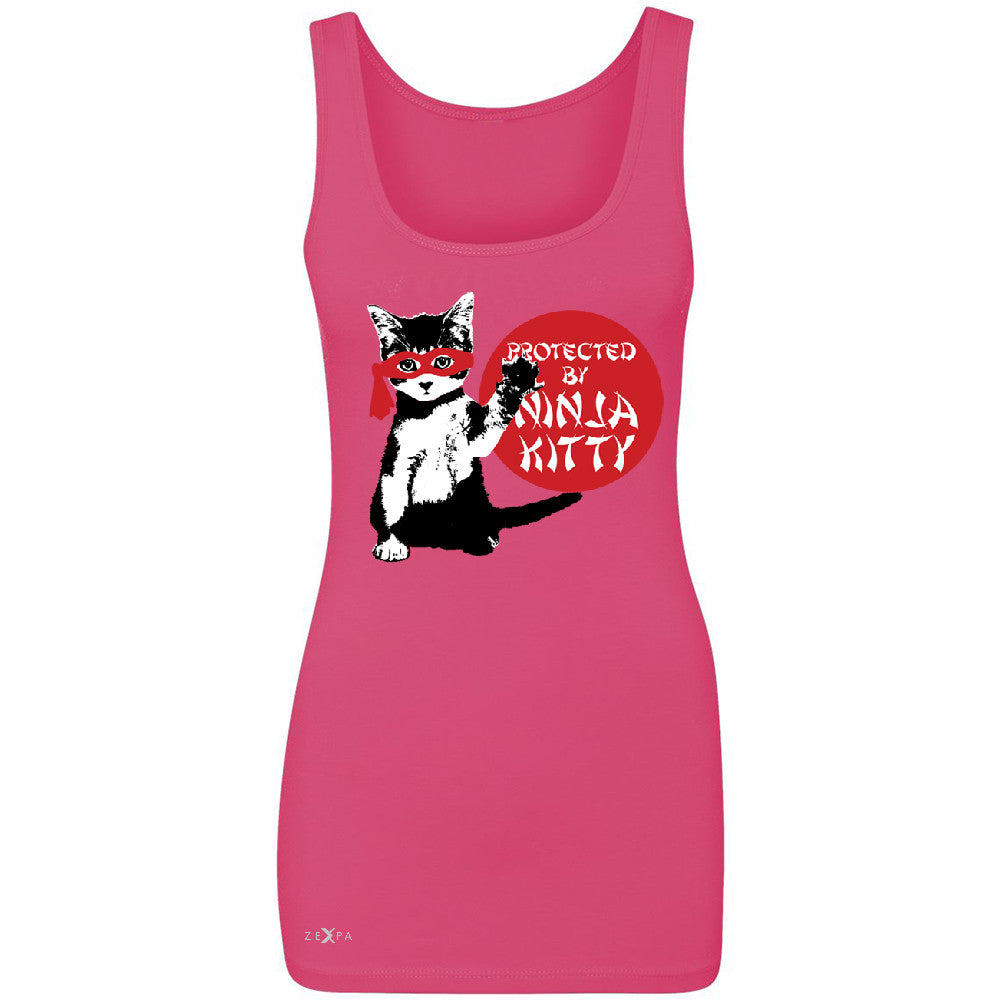 Protected By Ninja Kitty Graphic Women's Tank Top Animal Love Sleeveless - Zexpa Apparel - 2